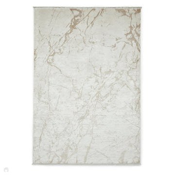 Mirage MR15 Modern Abstract Distressed Metallic Shimmer Soft Textured High-Density Polyester/Viscose Mix Low Profile Short Pile Cream/Beige Rug-Think Rugs-Rug Love - The Most Loved Rug Store
